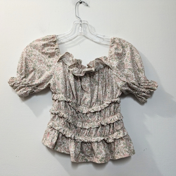 Polo Ralph Lauren Other - Polo Ralph Lauren Floral Print Ruffle Top Puff Sleeves, Girls 12